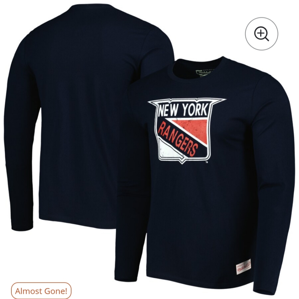 New York Rangers Shirt Mens XXL Blue Mitchell  Ness Crewneck Long Sleeve NHL